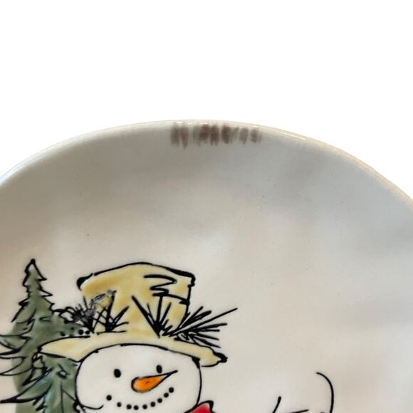 Grace Teaware Christmas SNOWMAN Porcelain Salad Plates 8.5in Set of 4 New - Picture 8 of 15